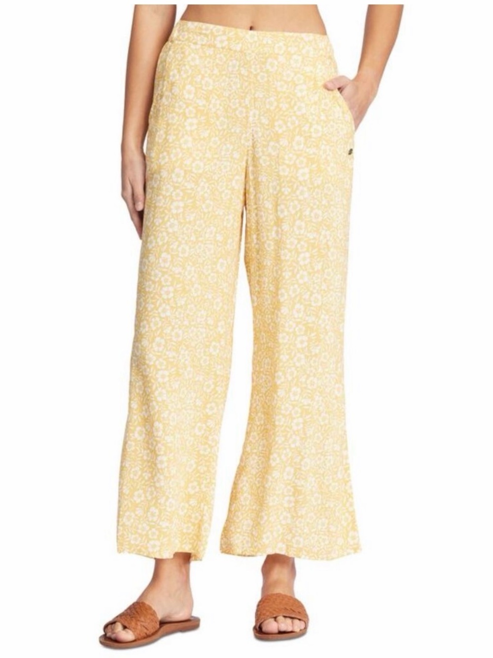 Roxy Midnight Avenue Yellow Floral beach pants size Small
